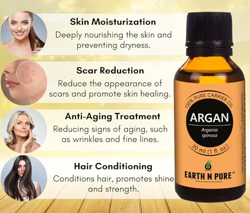Image of Earth N Pure Argan Oil, Tea Tree Oil & Avocado Oil Pack of 3 | Undiluted | 100% Natural & Therapeutic | For Aromatherapy | Mood Enhancers |Skin Care | Hair Care | Relaxation etc. | 15 /30 ML Each