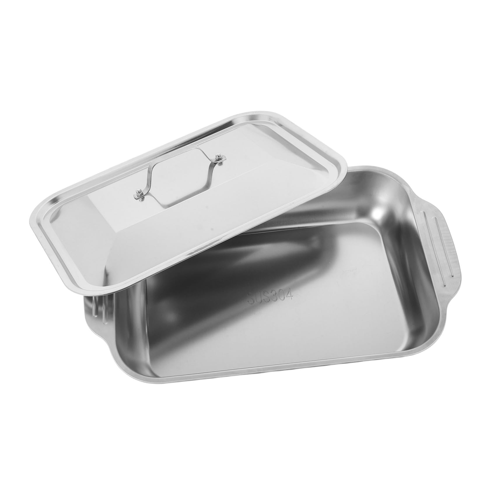 Asar y Hornear Bandeja Rectangular de Acero Inoxidable con Diseño Profundo y Resistente Pescado y Carnes para Uso en Parrilla y Horno