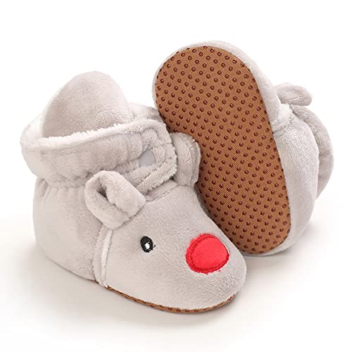 Christmas Fluff𝐲 Boots for Baby Cotton Warm Cotton Shoes Infant Soft Comfortable Warming Home Winter Ankle Sock Shoes4