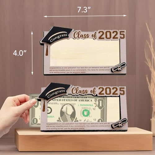 2025 Graduation Money Holder for Senior College University Graduates - Wooden Cash Gift Box for Graduation Gifts 2025（Cash Clip） (Black)4