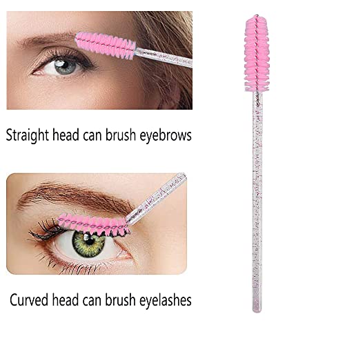 XPP Disposable Eyelash Brushes,100PCS Eye Brow Spoolie Castor Oil Brush Mascara Wands Cosmetic Makeup Tools(Crystal Pink) - Image 4