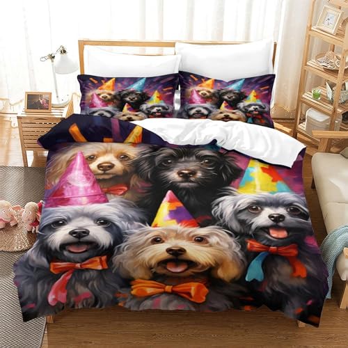 Housse de couette 3D imprimé microfibre literie double lit 200x200cm - 3
