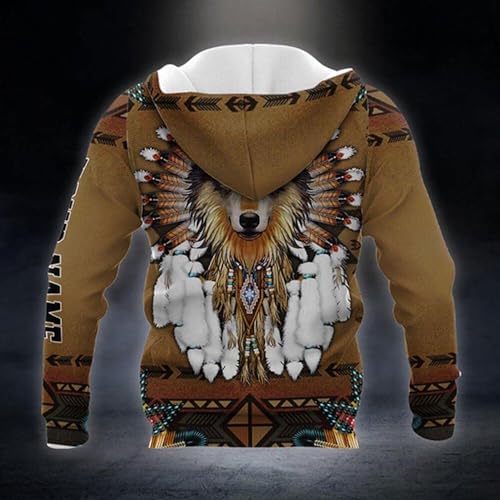 Native American Wolf Hoodies 3D Hoodies for Men Customized Sweatshirts Native American Art Prints Animal Hoodie4