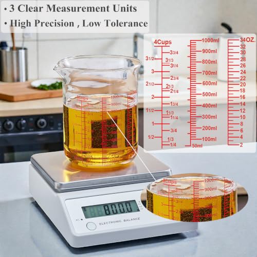 Image of Ackers BORO3.3 Borosilicate Glass Measuring Cup with V-Spout, 1000 ml