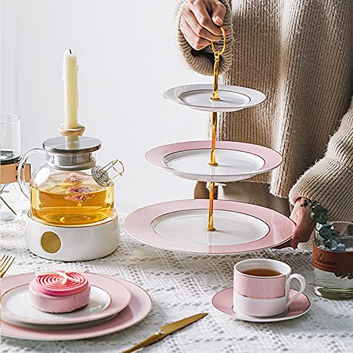 Cupcake Stand Elegant Ceramic Cake Stand with Handle 2-Layer Detachable Dessert Table Cake Display Stand Afternoon Tea Cake Tray Dessert Stand Dessert Display Plate (Dark Green) - Image 5