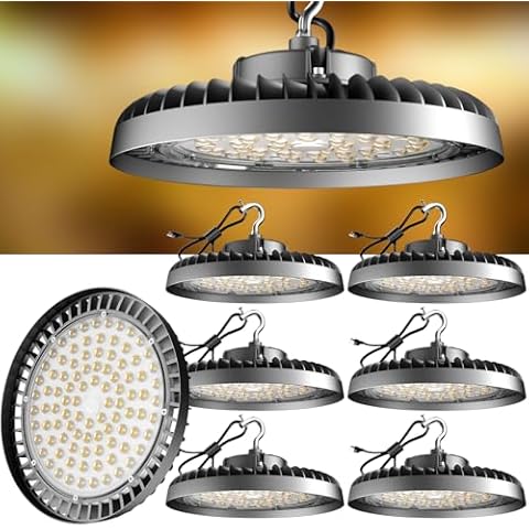 Lightdot 200W High Bay LED Light 30000lm Commercial Bay Lighting 𝐀𝐂𝟏𝟎𝟎-𝟐𝟕𝟕𝐕 (𝐃𝐫𝐢𝐯𝐞𝐫 𝐄𝐪𝐮𝐢𝐩𝐩𝐞𝐝, 𝟓𝐘𝐫𝐬 𝐖𝐚𝐫𝐫𝐚𝐧𝐭𝐲) UFO LED High Bay Shop Light -6Pack Cover