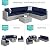 Best Choice Products 7-Piece Modular Outdoor Sectional Wicker Patio Conversation Set w/ 2 Pillows, Coffee Table, Cover Included - Gray/Navy