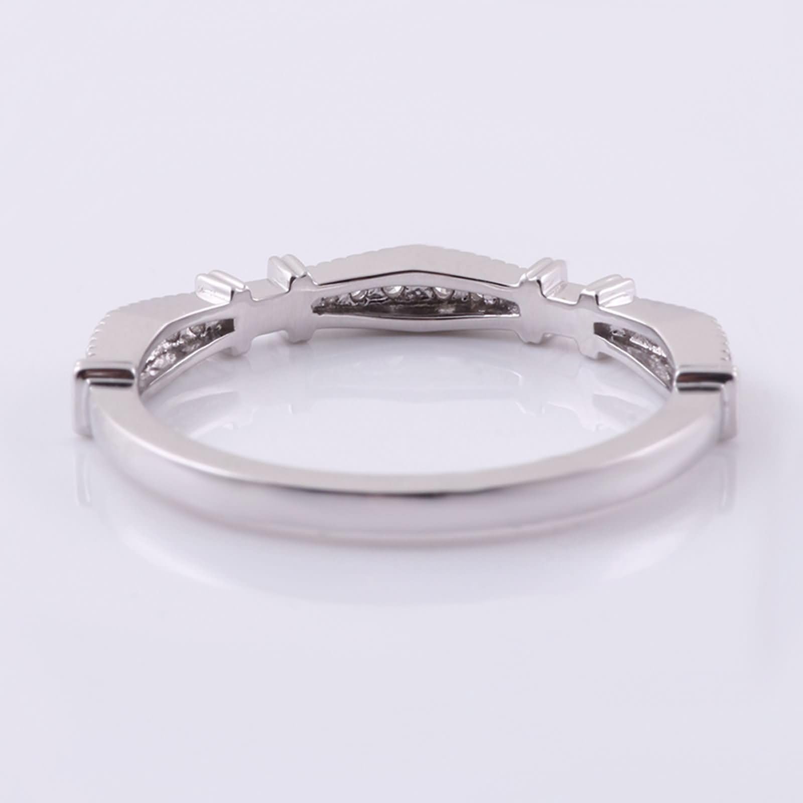 Anillos de mejor amiga, anillos de novia redondos con moissanita de oro blanco de 9 quilates para mujer