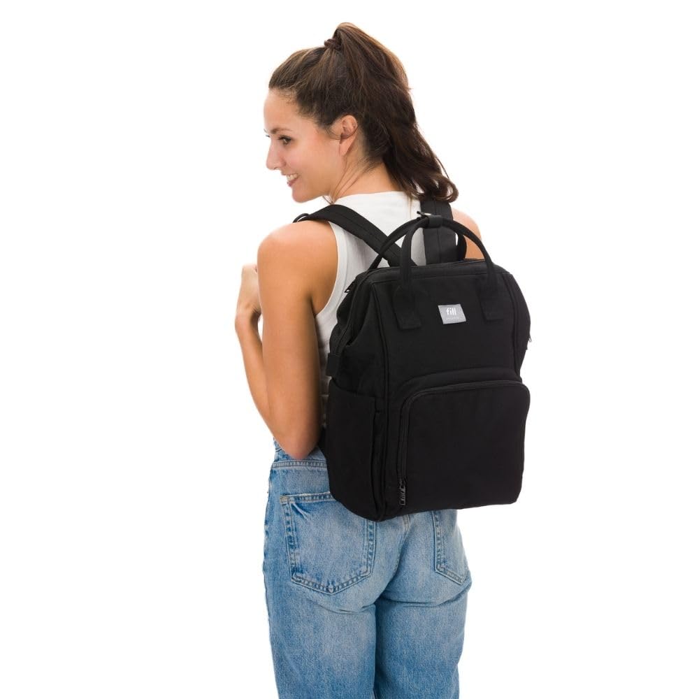 Fillikid Barcelona - Zaino fasciatoio con spazio variabile, scomparti interni ed esterni, spallacci imbottiti, design moderno, Nero , Siehe Produktbeschreibung