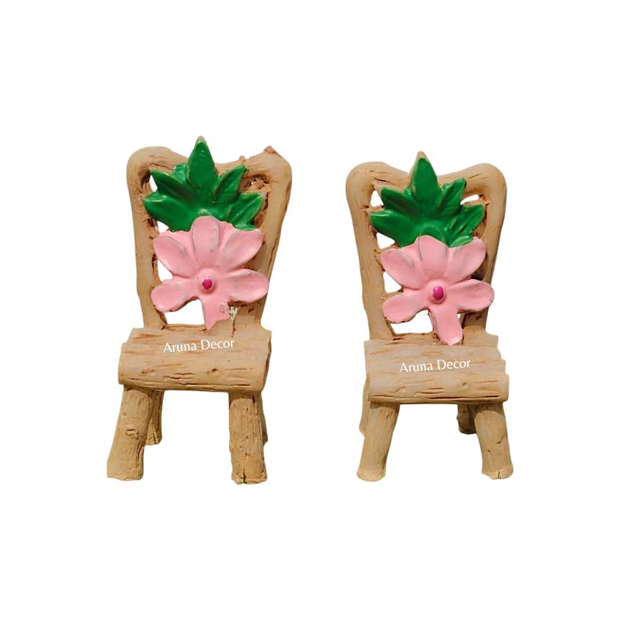 Image of Miniature Table Chair Set for Kids, Garden Decor, Doll House Accessories, Miniature Garden Decoration, 4cm (Brown Chair Table)