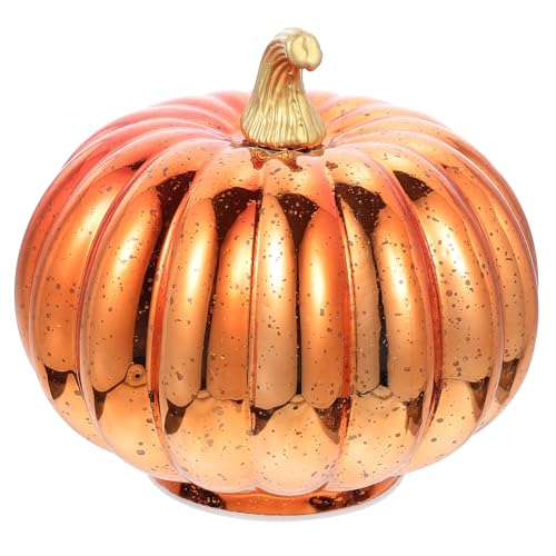 Lampe de nuit citrouille décorative VALICLUD en verre orange pour ambiance festive Halloween
