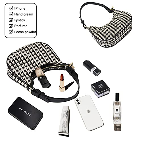 Image of Shoulder Bag for Women Crossbody Purse Hobo Bag Winter Retro Houndstooth tote with Zipper Closure (Hobo)