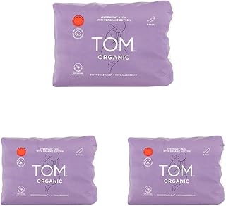 TOM Organic Overnight Pads, 8 count (Pack of 3)