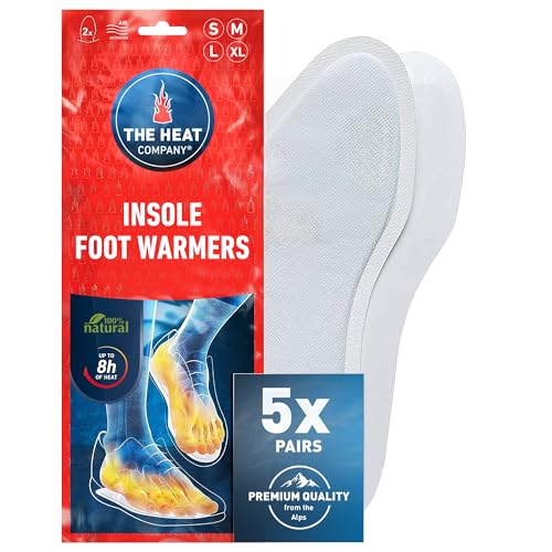 THE HEAT COMPANY Insole Foot Warmers - 5 Pairs - EXTRA WARM - 8 Hours of Warmth - Instant Heat - Air Activated - Purely Natural - Medium Size: 5.5-7