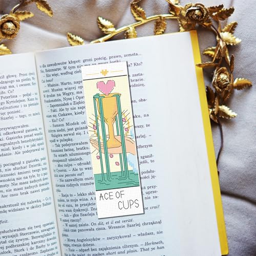 Image of FREEBLOSS 6 Set Cross Stitch Bookmark Kit Stamped Cross Stitch Kit Tarot Cards Theme Embroidery Set with Instruction for Adults 8''*2.4''