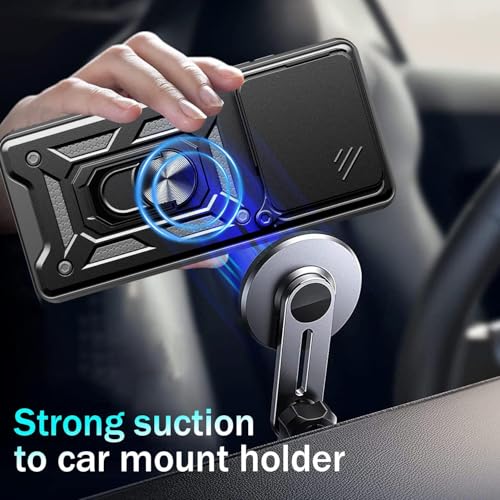 Image of SPAZY CASE Realme Narzo 80 Pro 5g Back Cover | Heavy Duty Hybrid Case with 360 Degree Rotating Finger Ring Holder + Slider Shutter Camera Protection Case for Realme Narzo 80 Pro 5g - Black