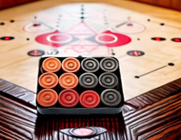 Professional Carrom Board Coins Set - 24 Wooden Pieces With 2 Strikers