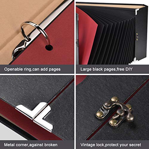 AOBETAK Fotoalbum om zelf vorm te geven, met 30 zwarte pagina's en fotohoeken, doe-het-zelf fotoalbums scrapbook kit, groot A4-fotoboek voor baby verjaardag, Valentijnsdag, bruiloft, jubileum cadeau voor hem - Image 6