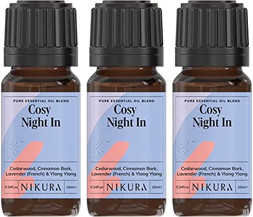 Nikura Cosy Night in Essential Oil Blend - 10ml | Made from Lavender, Cedarwood, Cinnamon, Ylang Ylang | for Sleeping, Aromatherapy, Diffusers, Soap Making, Candle Making | Vegan & UK Made