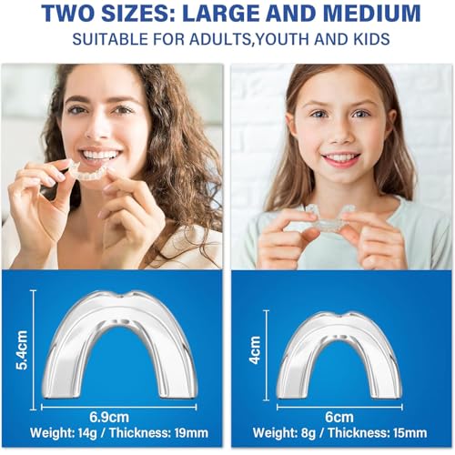 Image of 4 Pack Moldable Mouth Guard for Teeth Grinding at Night with Denture Bath Box for Adults Kids, Mouthguards for Grinding Teeth Dental Guard for Clenching Teeth, Sport Athletic, Whitening Tray
