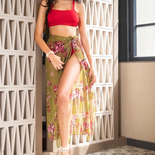 Image of EROTISSCH Women's Poly Georgette One-Piece Swimsuit Cover-Up Sarong, Made of 100% Polyester, Quick-Dry, Lightweight Beachwear for Girls with Adjustable Halter Neck, Suitable for Beach,Resort&Pool