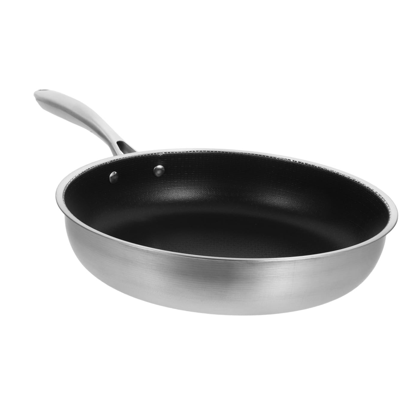 Ipetboom Padella 28 CM in Acciaio Inox Struttura a Nido d'Ape, Manico Isolante, Antiaderente, Adatta per Friggere Uova e Patatine su Fornelli Elettrici, per Cucine Domestiche