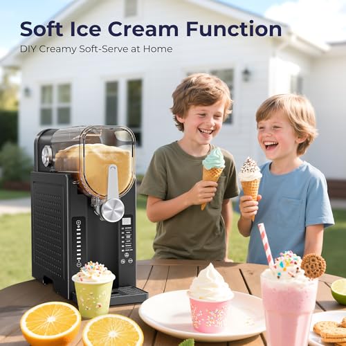Image of Slushie Machine, No Ice Needed Slushy Maker for Home, Real-Time Temp Display, Frozen Drink Maker with 6 Preset Programs for Ice Cream, Frappes, Milk Shake and More, Slate, 1 Pack+6Modes