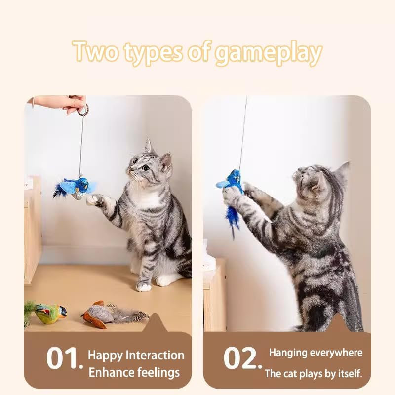Miniatura 3 de Juguete interactivo para gatos con hierba gatera, juguete automático de ejercicio para gatos de interior, diseño de pájaro de plumas suaves con