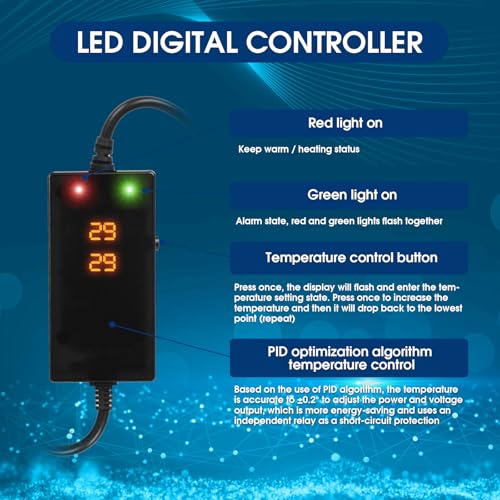 Image of 800w Aquarium Heater, Submersible Fish Tank Heater,Intelligent Frequency Conversion with Over-Temperature Protection and Automatic Power-Off When Leaving Water for