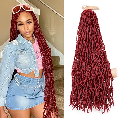 Leeven 7 Packs 30 Inch Burgundy Faux Locs Crochet...