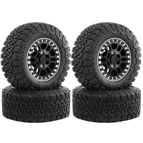 Pneus et Roues Métal 1.9 Mud Slingers RC pour Châssis MN-128 et MN82S 1/12