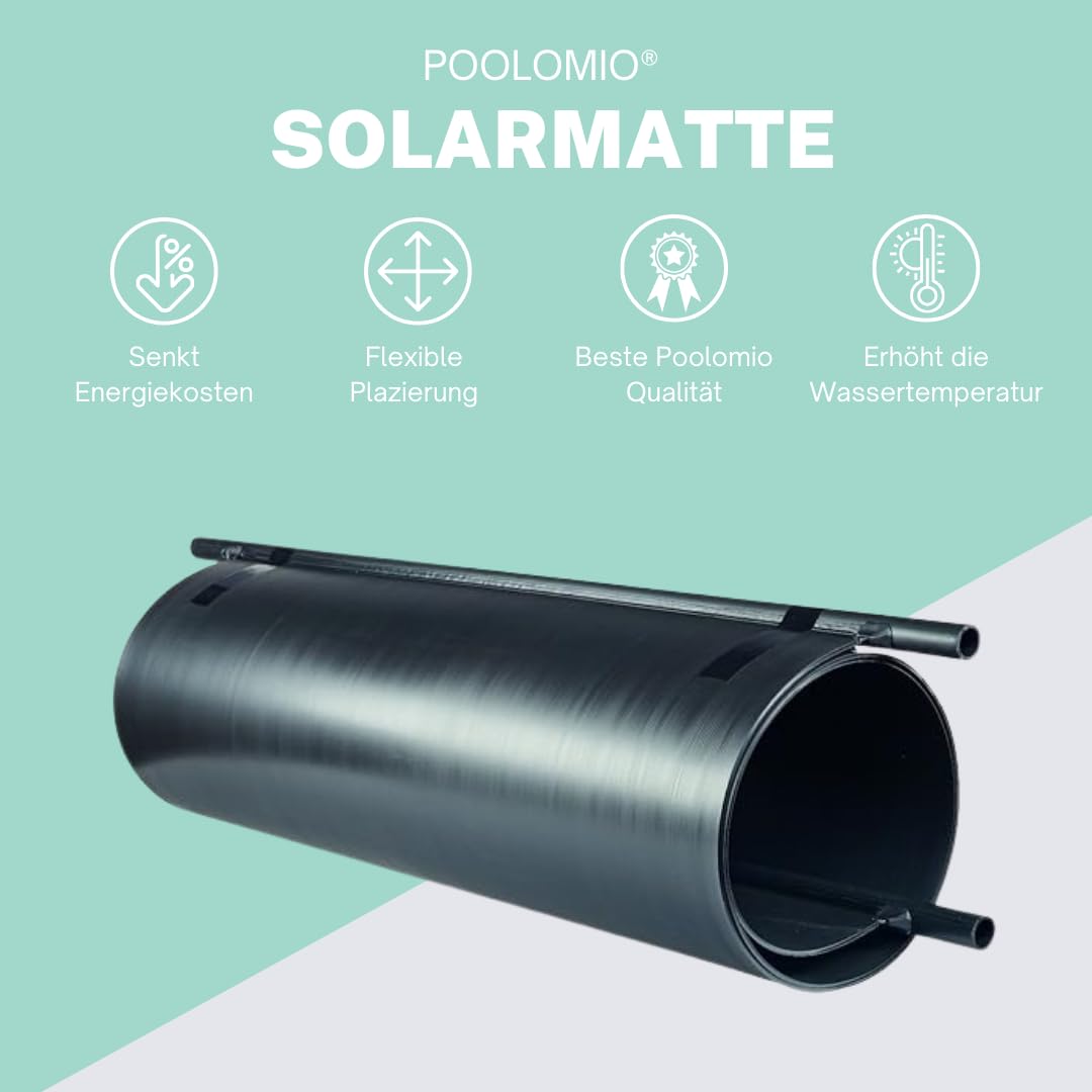 poolomio® 300 x 60 cm | Chauffage Solaire pour piscines jusqu'à 10 m³ | Capteur Solaire écologique | Augmentation de la température de l'eau jusqu'à 6 °C | Connexion aux tuyaux de Piscine Ø 32/38 mm