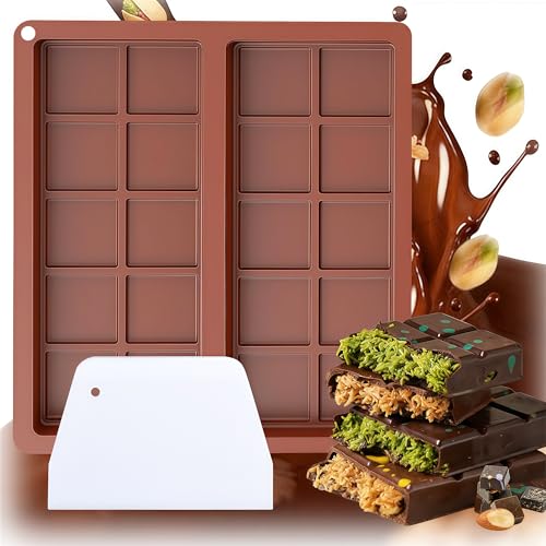 Moule Tablette Chocolat Dubai, 1 Grattoir + Moule Silicone Antiadhésif Facile à Démouler Réutilisable, Moule Chocolat Pour Fabrication Maison de Chocolats Et Pâtisseries