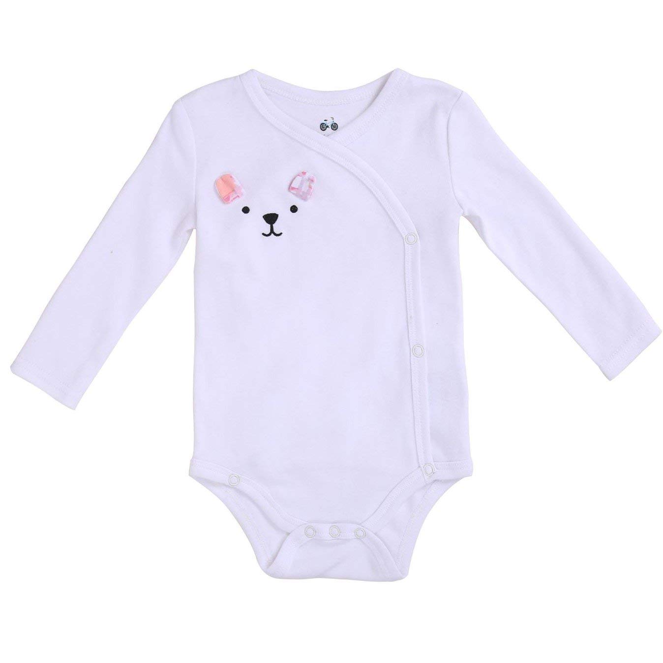 Asher and Olivia Clothes Baby Kimono Side Snap Girl Long Sleeve Bodysuit 6-9 Months Rose