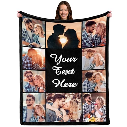 Personalised Blanket with Photo Text Customised Picture Blanket for Adult Kid Couple Custom Blanekt Personalised Christmas Valentines Birthday Gifts for Boyfriend Girlfriend Women Men Her Him