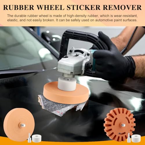 Image of 4 Pack Eraser Wheel Decal Remover Eraser, 2pcs 3.5 Inch and 4 Inch Rubber Power Drill Attachment Car Adhesive, Drill Adapter Vinyl Remover for Vinyl Decals, Labels