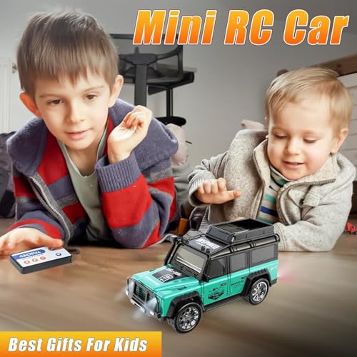 Image of PLUSPOINT 1:64 Mini RC Off-Road Car with Camper Van LED Lights 2.4GHz Off-Road Remote Control Car | 3 Speed Adjustable, USB Rechargeable Alloy RC Car for Kids & Adults Indoor /Outdoor Racing