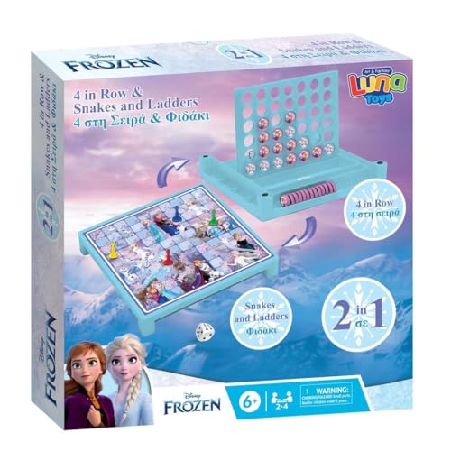 Die Eiskönigin 2-in-1-Brettspiel, 10,2 cm einer Reihe und Schlangen und Leitern, klassisches Strategie- und Familienspaßspiel, Kinder-Brettspiel mit Prinzessinnen-Thema, pädagogisches und kreatives