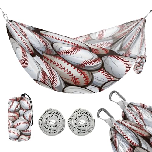 ATTX Baseball Balls Pattern Camping Hammock - Lightweight & Portable Hammocks, Heavy Duty 330lbs Capacity for Indoor, Hiking, Backpacking, Travel, Backyard, Beach#332