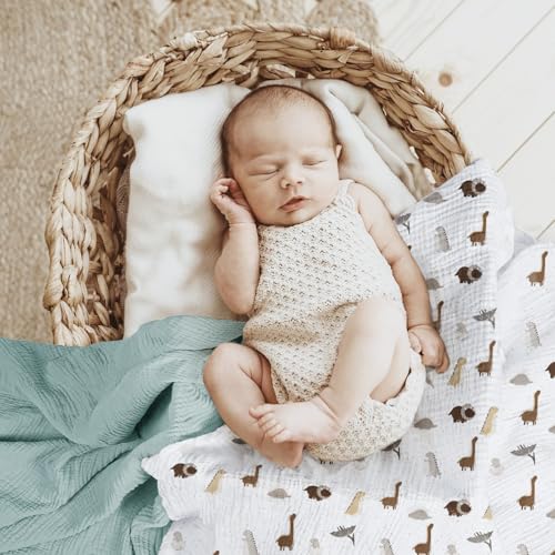 lulumoon Baby Muslin Swaddle Blankets: Soft Receiving Blanket for Newborn - Cotton Swaddling Blanket for Neutral 3Pack