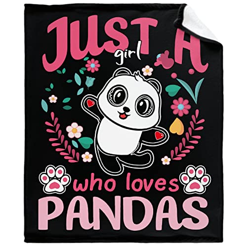 Jojizaio Just Girl Loves Pandas Blanket Soft Blankets and Throws Flannel Cozy Lightweight Quilt Gift Perfect for Bed Sofa Couch-120 x90 Extra Large for Family