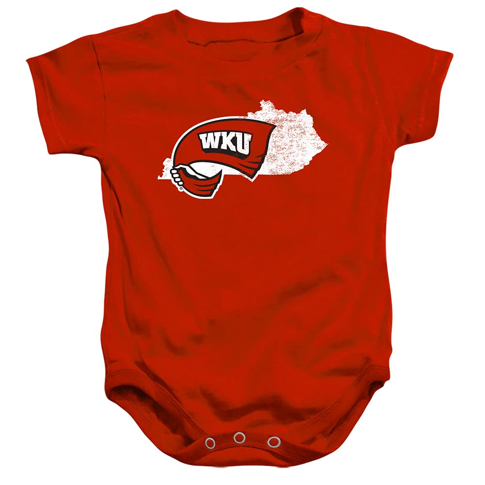 Western Kentucky University Official State Shape Unisex Infant Snap Suit for Baby,Red, 6 Months
