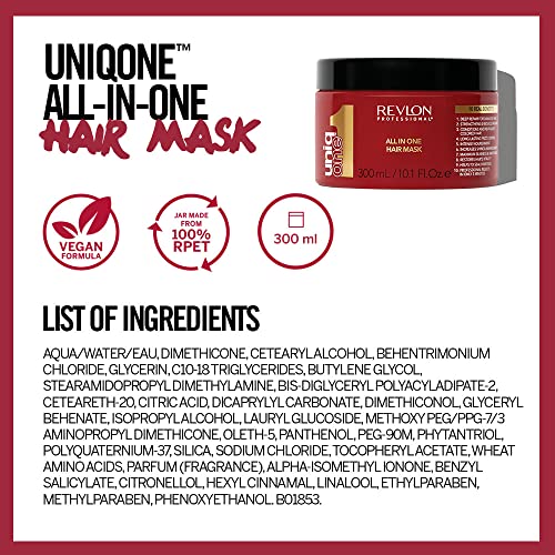 Revlon Professional – UniqOne Mask, Mascarilla Capilar Todo en 1, 10 Beneficios, Hidratación, Cuidado Intenso y Suavidad, para Todo Tipo de Pelo, Especialmente Secos y Encrespados - 300 ml