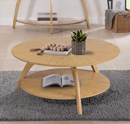 Martin Svensson Home LAX Retro Mid-Century Modern Round Wood Coffee