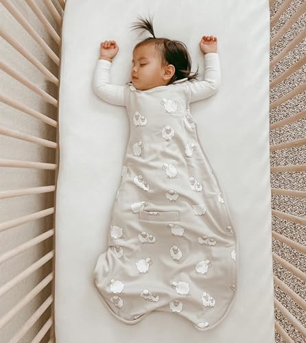Image of Woolino Merino Wool & Organic Cotton Baby Sleep Sack 2-24 Months - Ultimate 4-Season Baby Sleeping Bag, Universal Size Wearable Blanket, 2-Way Zipper & Adjustable Fit, Year-Round Use - Sheep