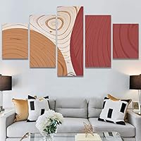 SIGNWIN 5 Panel Canvas Wall Art Modern Art Abstract Contemporary Edgy Mixed Media Multicolor Patterns for Home Decorations Ready to Hang - 60