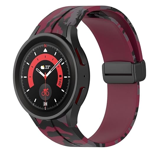 Soft Silicone Strap with Folding Magnetic Lock Compatible With Galaxy Watch 5 Pro/Galaxy Watch 6/5/4 40mm 44mm/ Galaxy Watch 4 Classic 46mm|Adjustable Silicon Strap