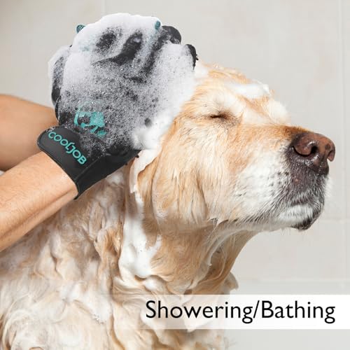COOLJOB Fellpflege-Handschuhe, Haustier-Shampoo-Badebürste, schonender Handschuh mit Entfilzungsbürste, Enthaarungshandschuh für Katze, Hund, Pferd, Kaninchen(Größe M-L)