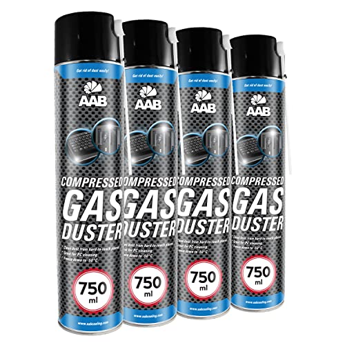 4 x AABCOOLING Bombe Depoussierante 750ml - Préparation en Spray de Air Comprimé, Enlever la Poussière, Sans Odeur Dépoussiérant, Aérosol, Informatique...