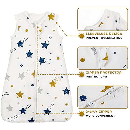 Image of HOUSABY Baby Wearable Blanket,Summer Cotton Sleep Sacks 1 Pack Unisex Toddler Sleeping Bag Sack, 0.5 TOG with 2-Way Zipper